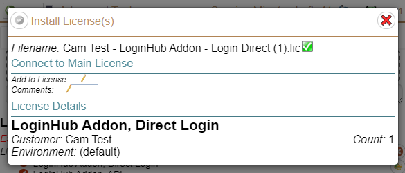 Install Licenses Menu